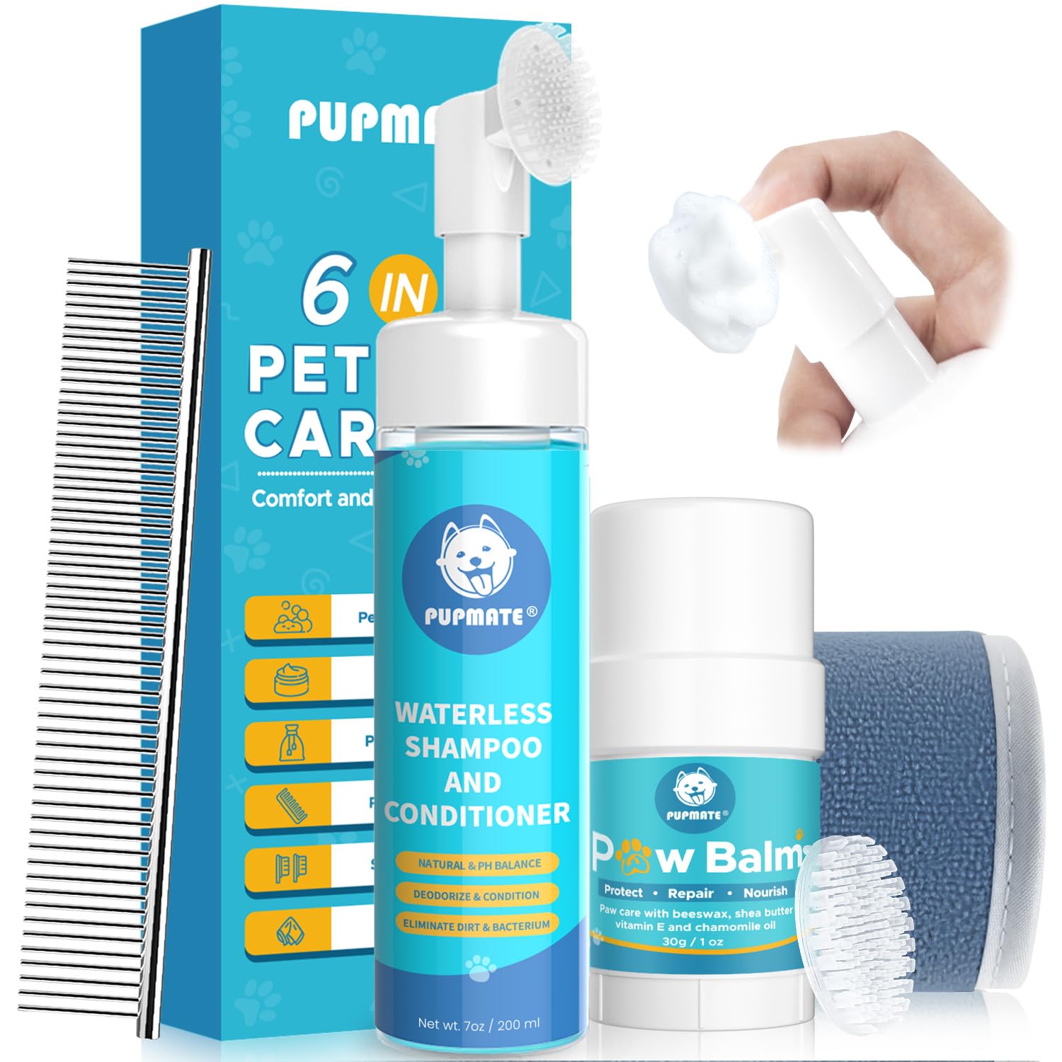 Care Kit | Easy Clean Paw Solution & Balm | Detangling Pet Comb