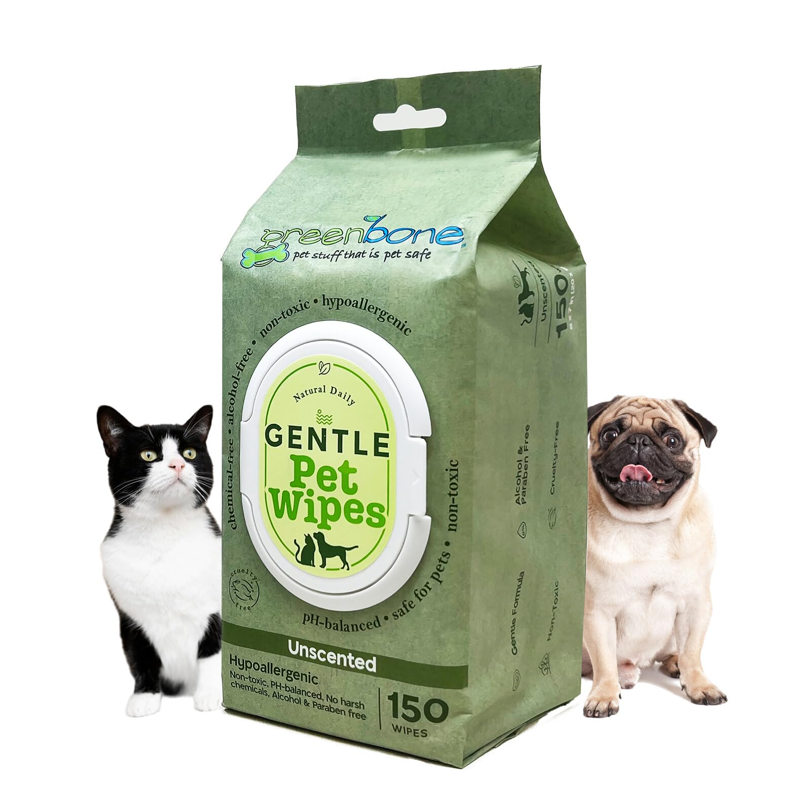 Greenbone Pet Wipes 150 Count