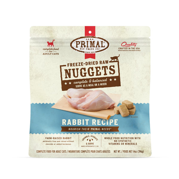 Primal Rabbit Feast Freeze-Dried Cat Nuggets - 14 oz