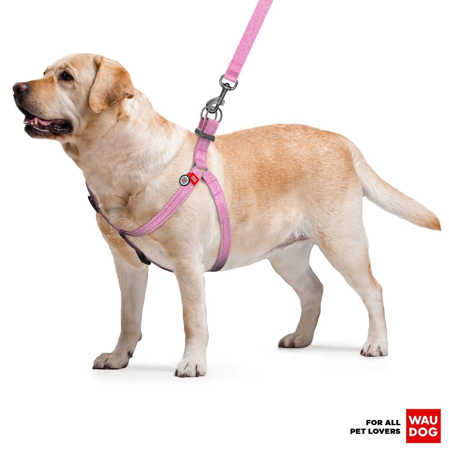 Eco-Safe Large Dog Harness in Pink Cotton