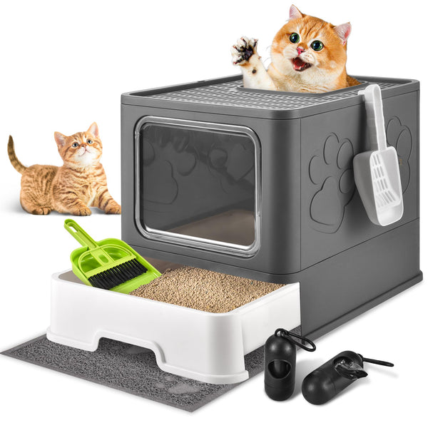 FlexiAccess Cat Litter Box: Large, Foldable with Odor Control