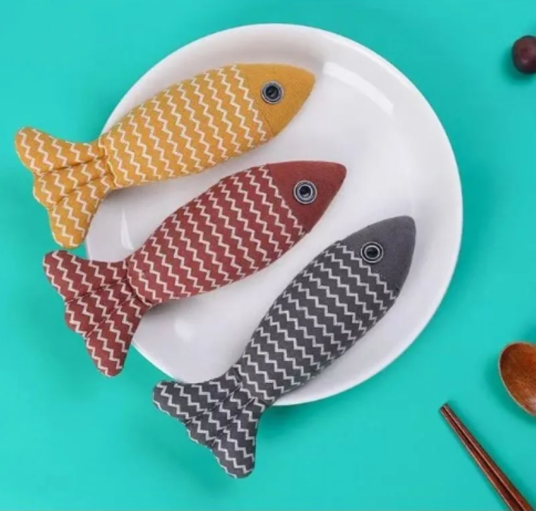 Linen Feline Fish Toy