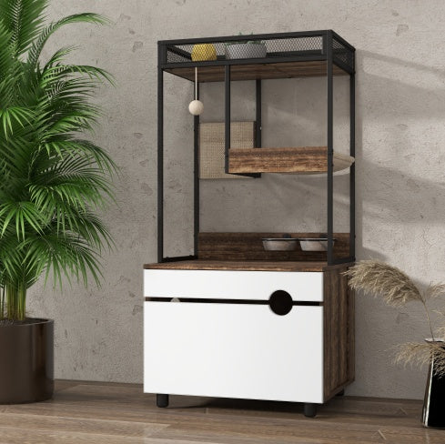 Cat Cabinet & Tree Tower with Litter Box Enclosures
