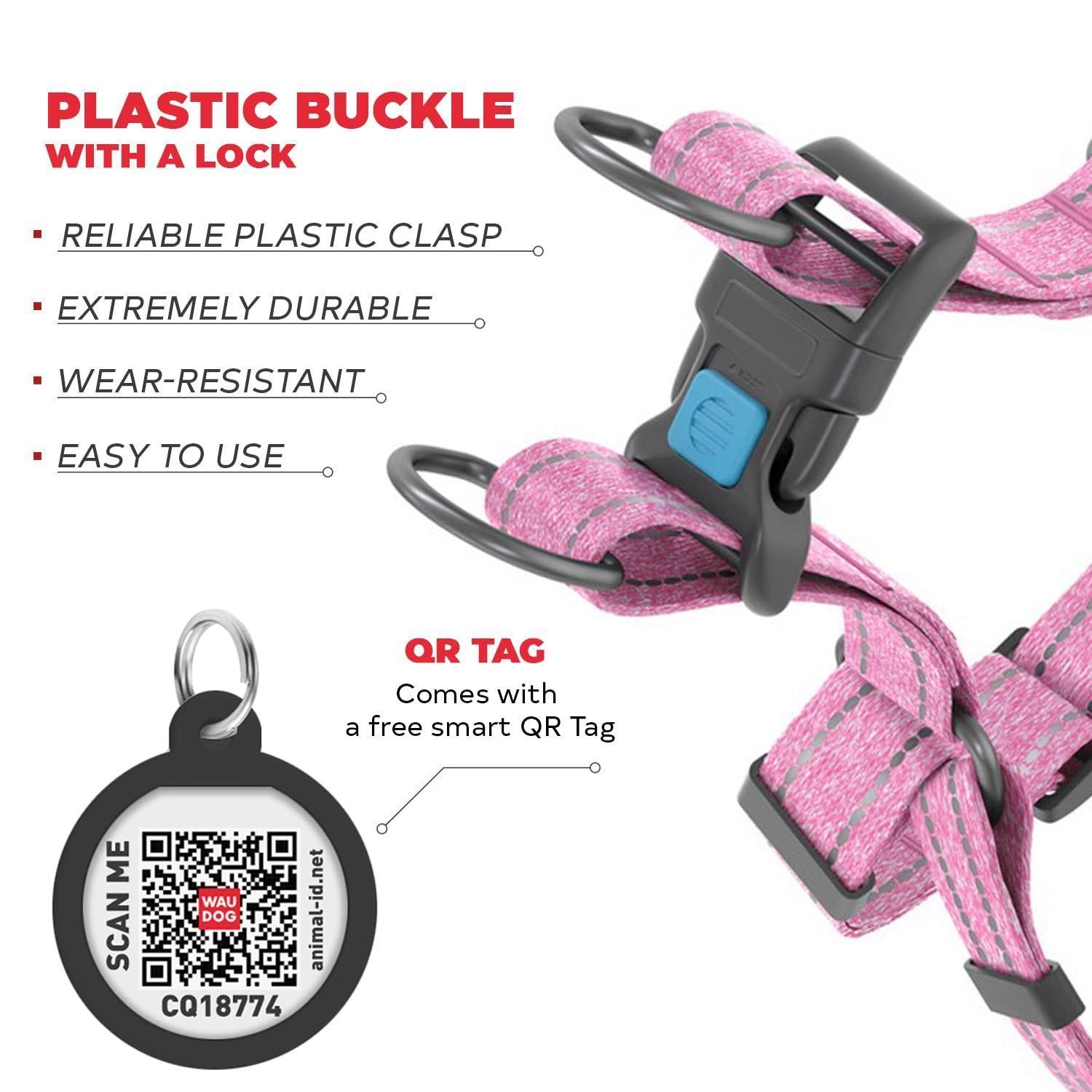 Eco-Safe Large Dog Harness in Pink Cotton