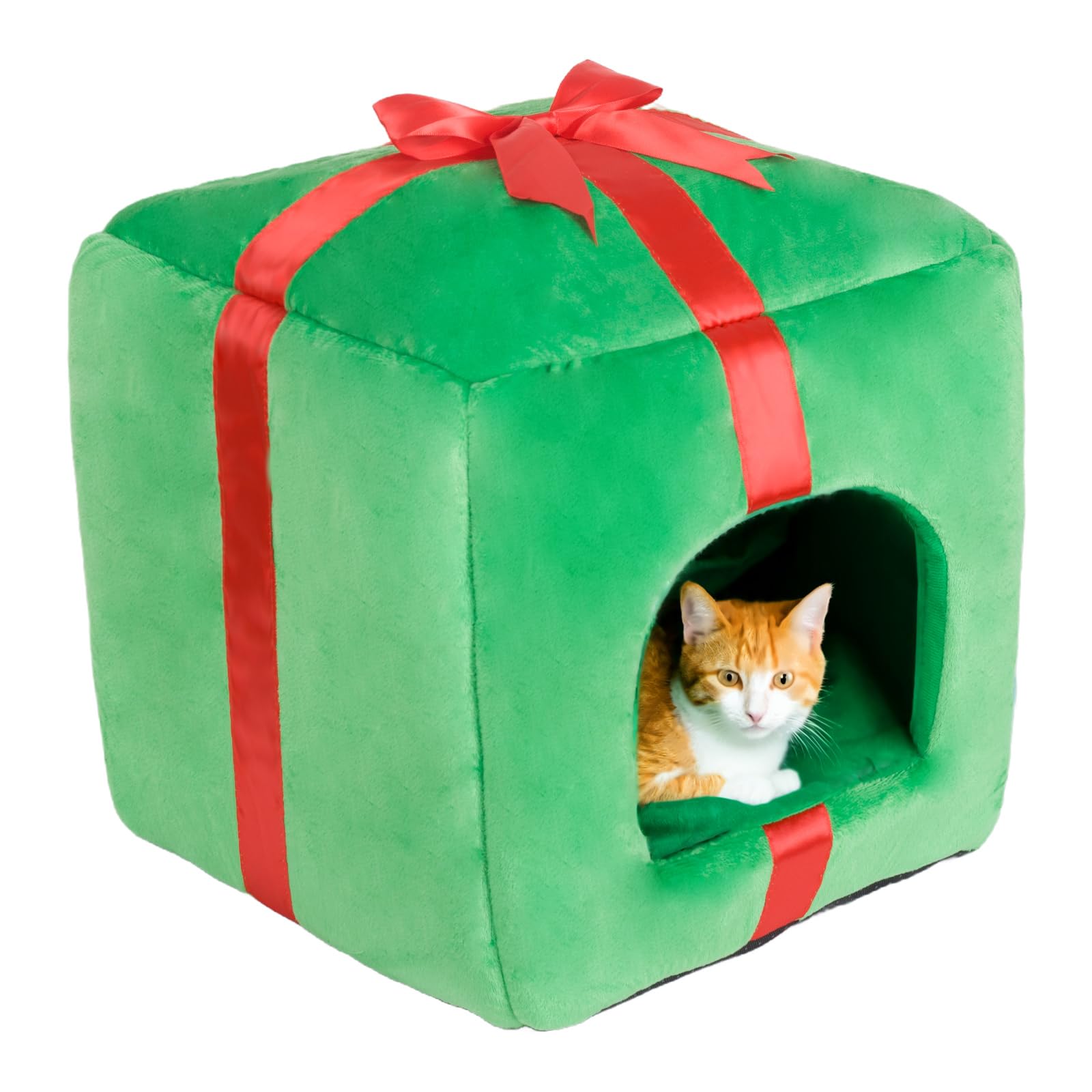 Cozy Christmas Cat Cave Bed