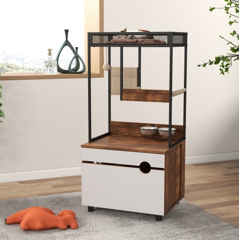 Cat Cabinet & Tree Tower with Litter Box Enclosures