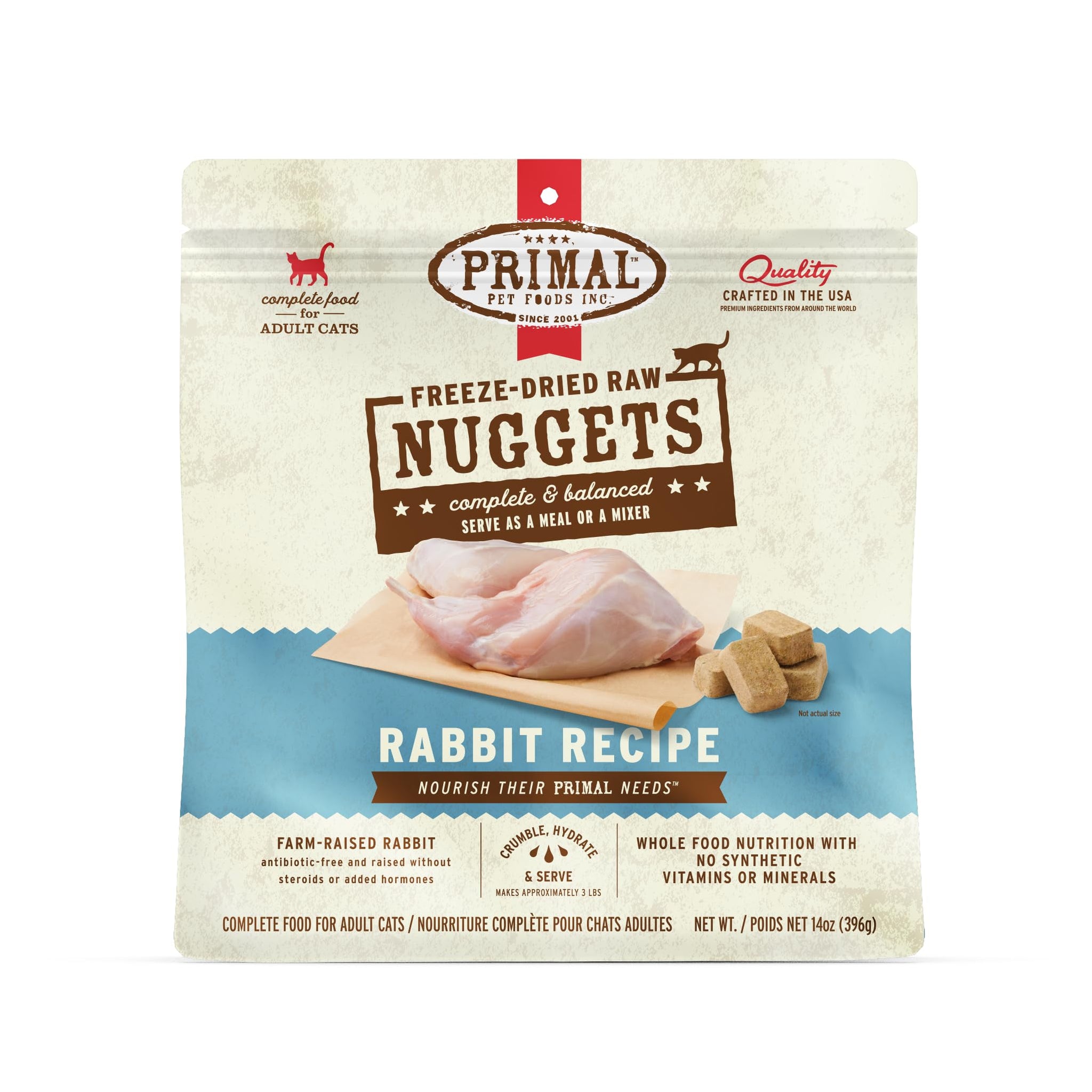 Primal Rabbit Feast Freeze-Dried Cat Nuggets - 14 oz