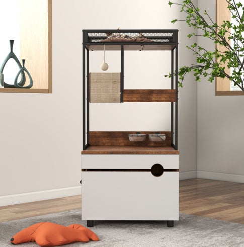Cat Cabinet & Tree Tower with Litter Box Enclosures