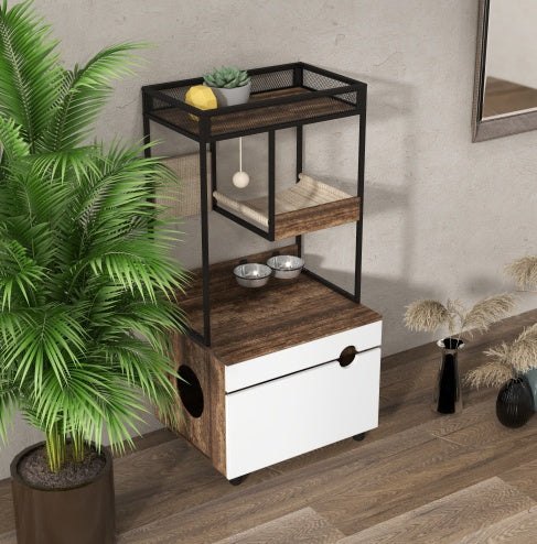 Cat Cabinet & Tree Tower with Litter Box Enclosures