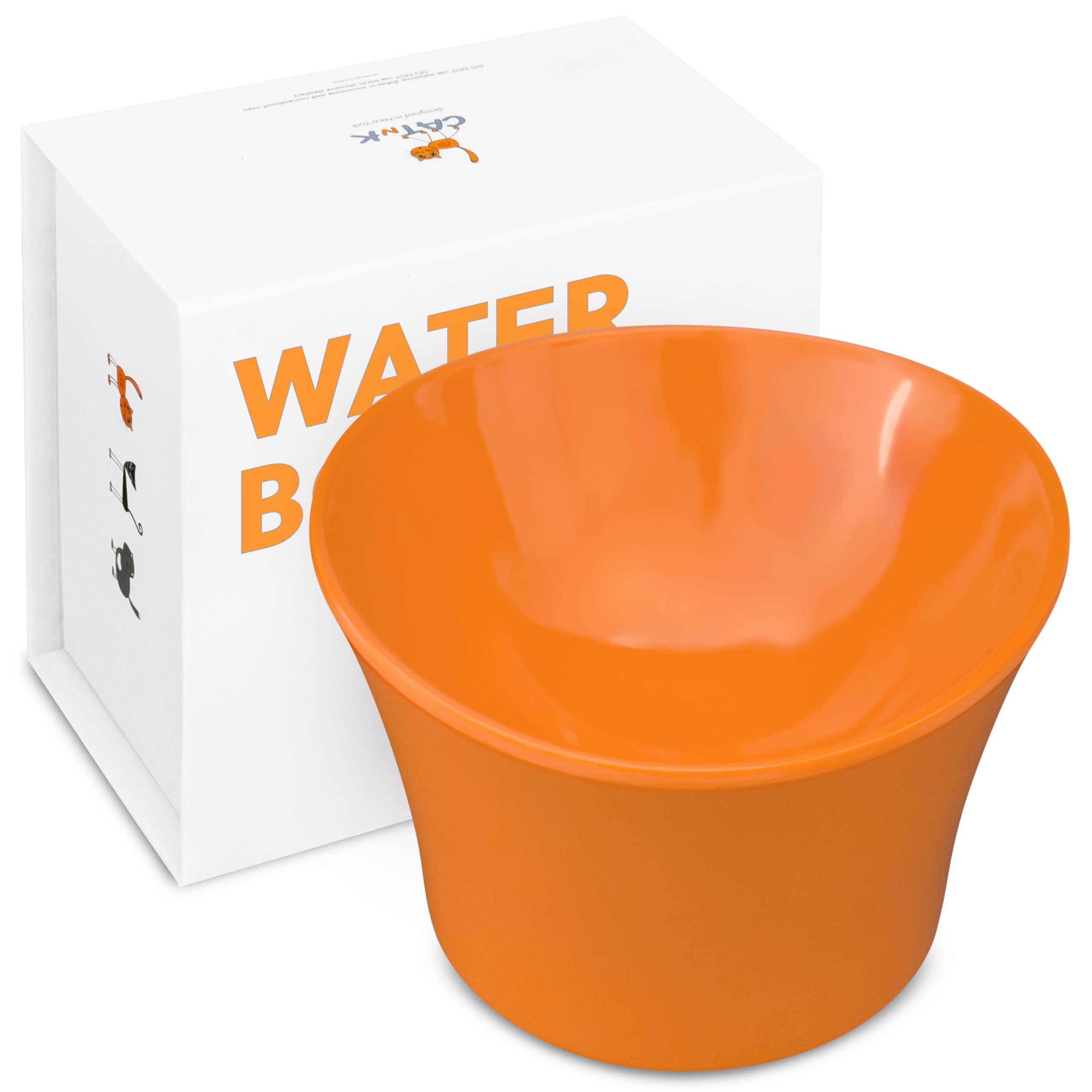 CATnK 8 oz Ergonomic Water Bowl for Cats - Orange