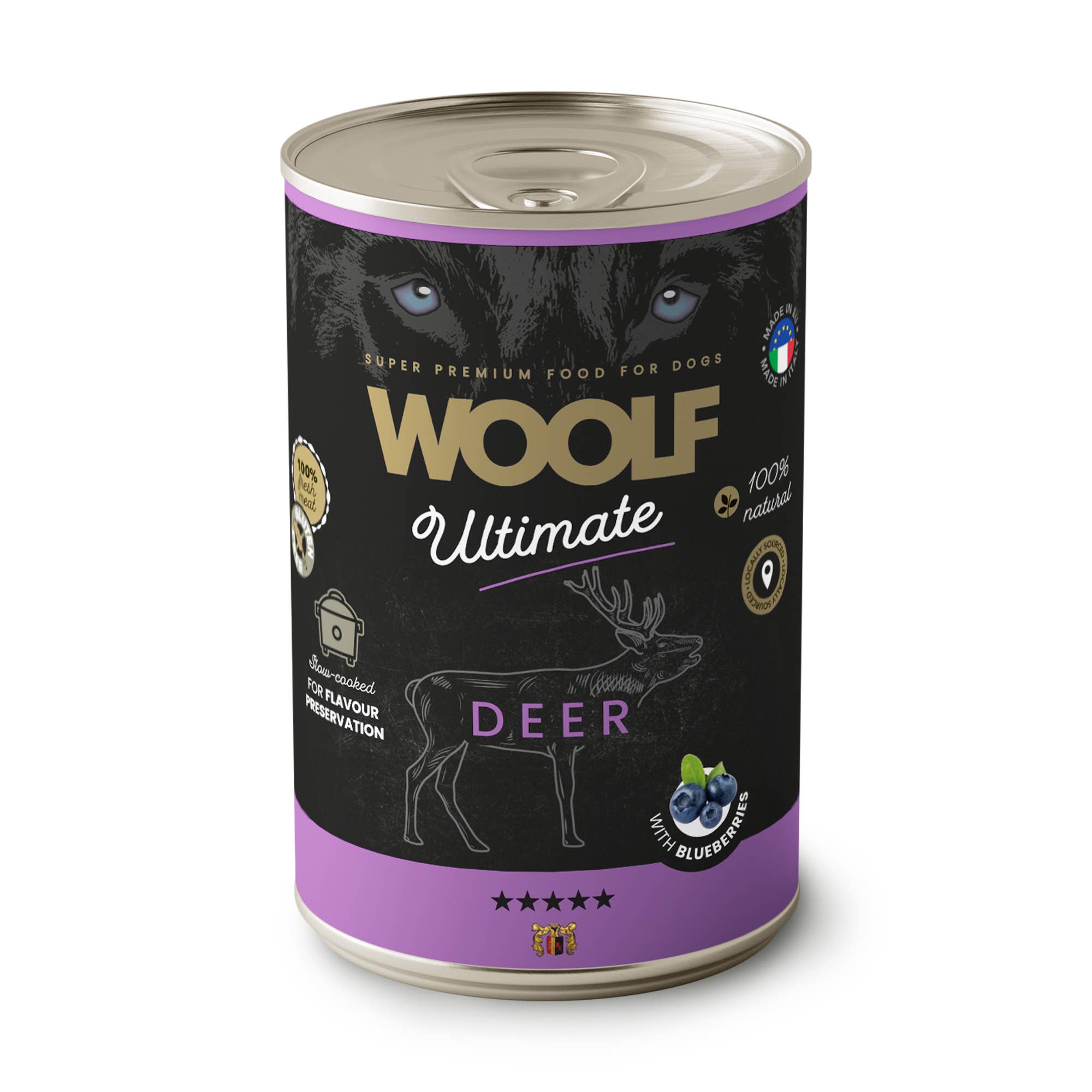 Woolf Canned Dogfood - Deer with Blueberries