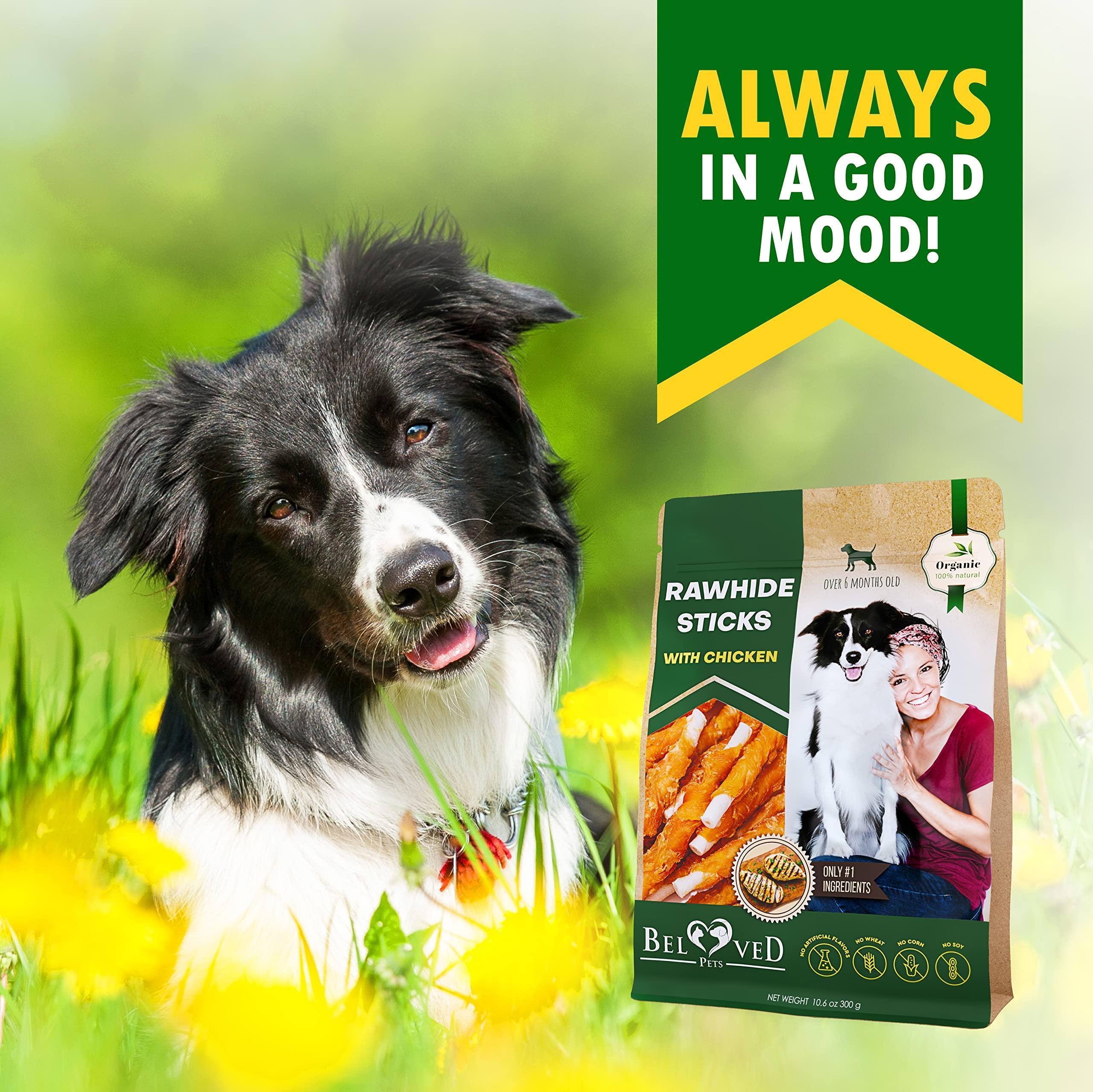 Chicken-Wrapped Rawhide Dog Sticks - Grain Free Treats