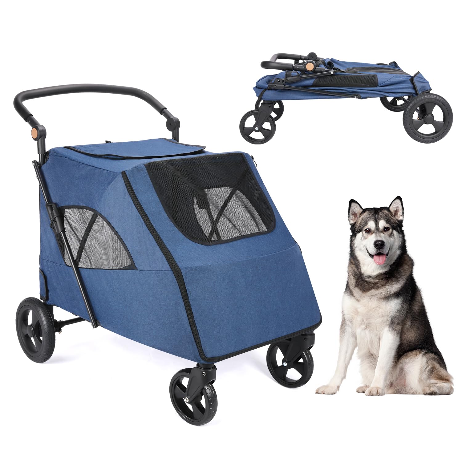 Foldable Dog Stroller with Mesh Skylight