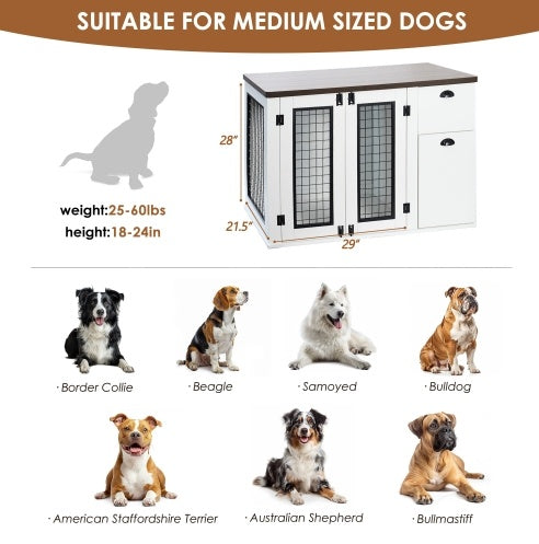 Elegant Dual-Door Wooden Dog Crate