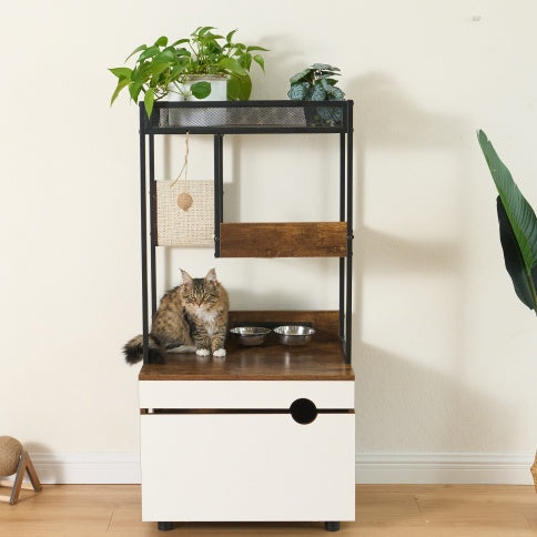 Cat Cabinet & Tree Tower with Litter Box Enclosures