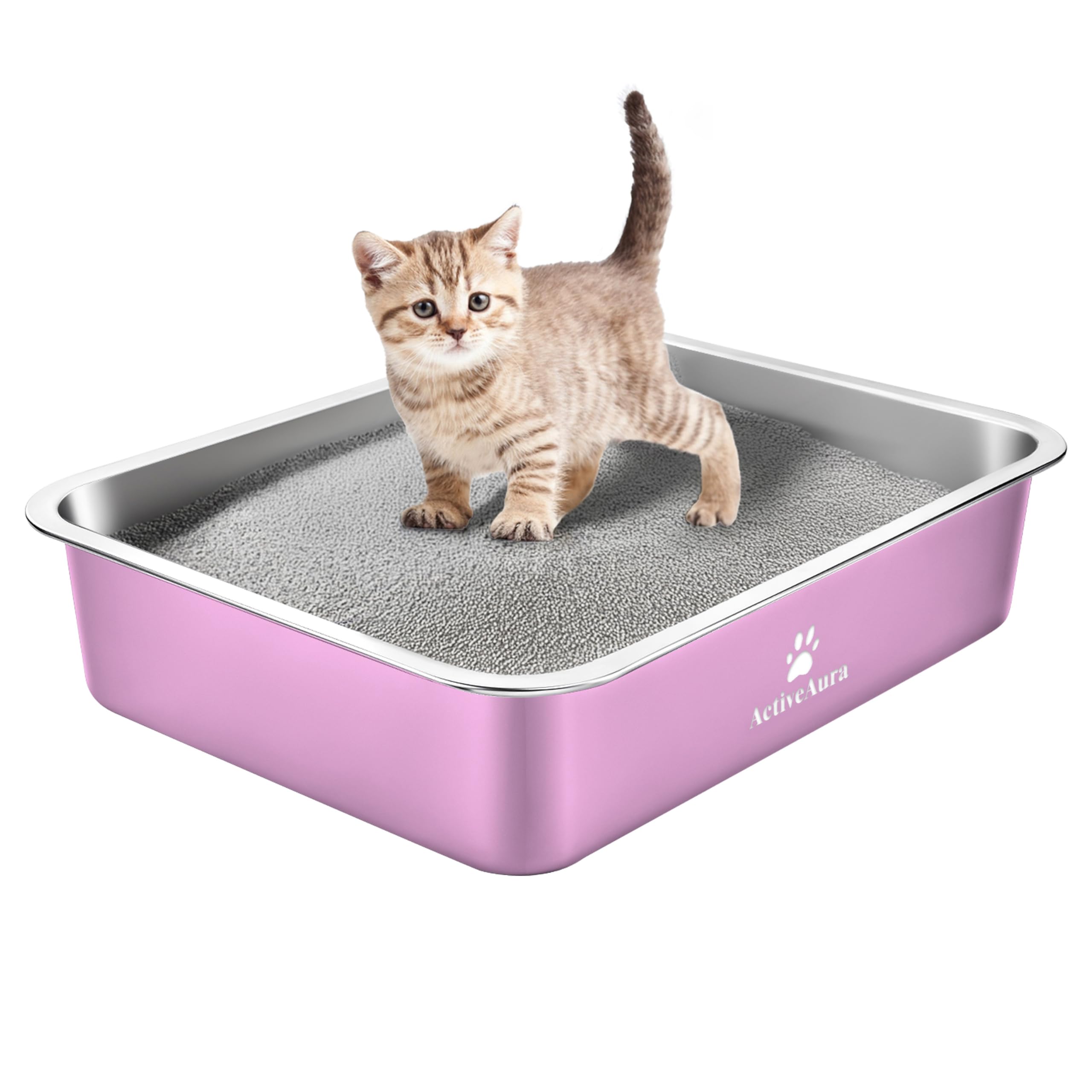 Stainless Steel Open-Top Cat Litter Box