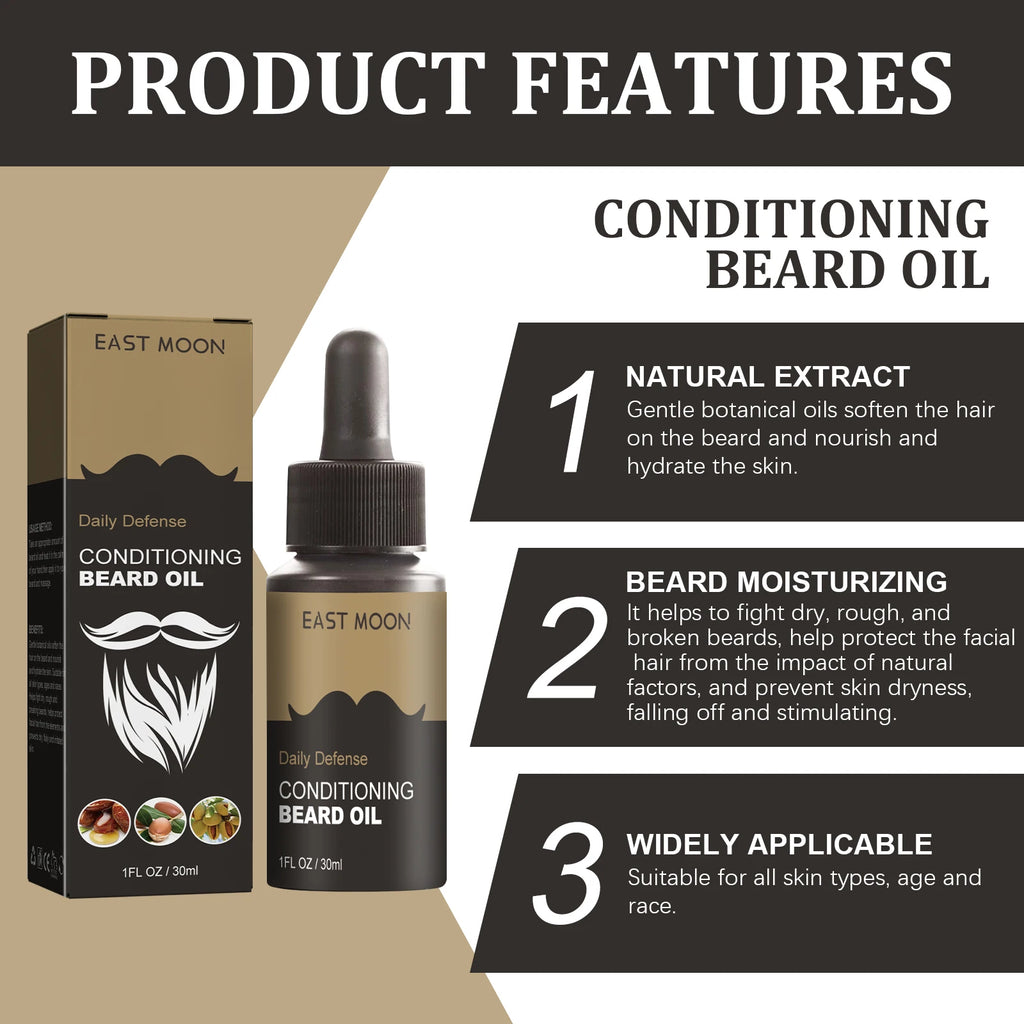 30ml Facial Hair Beard Growth Oil Serum For Men's Thick Soft Smooth Beard Oil Natural Moisturizing Beard Grooming Oil Beard Care