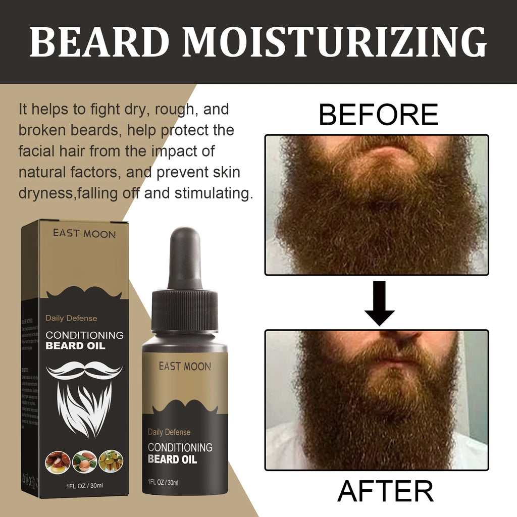 30ml Facial Hair Beard Growth Oil Serum For Men's Thick Soft Smooth Beard Oil Natural Moisturizing Beard Grooming Oil Beard Care