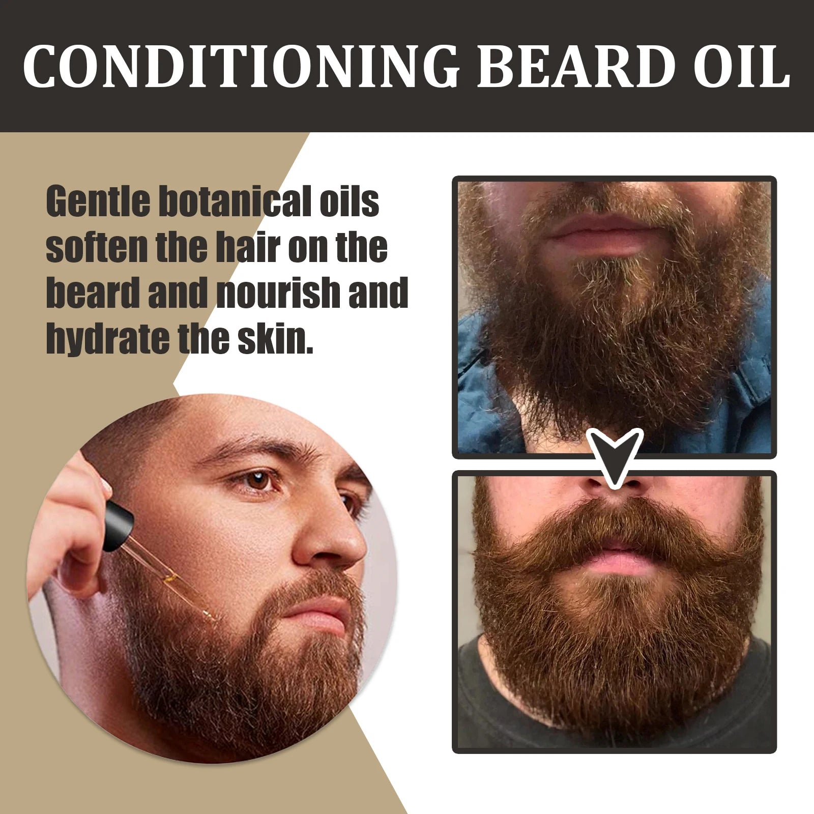 30ml Facial Hair Beard Growth Oil Serum For Men's Thick Soft Smooth Beard Oil Natural Moisturizing Beard Grooming Oil Beard Care