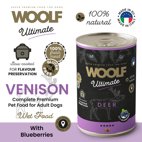 Woolf Canned Dogfood - Deer with Blueberries