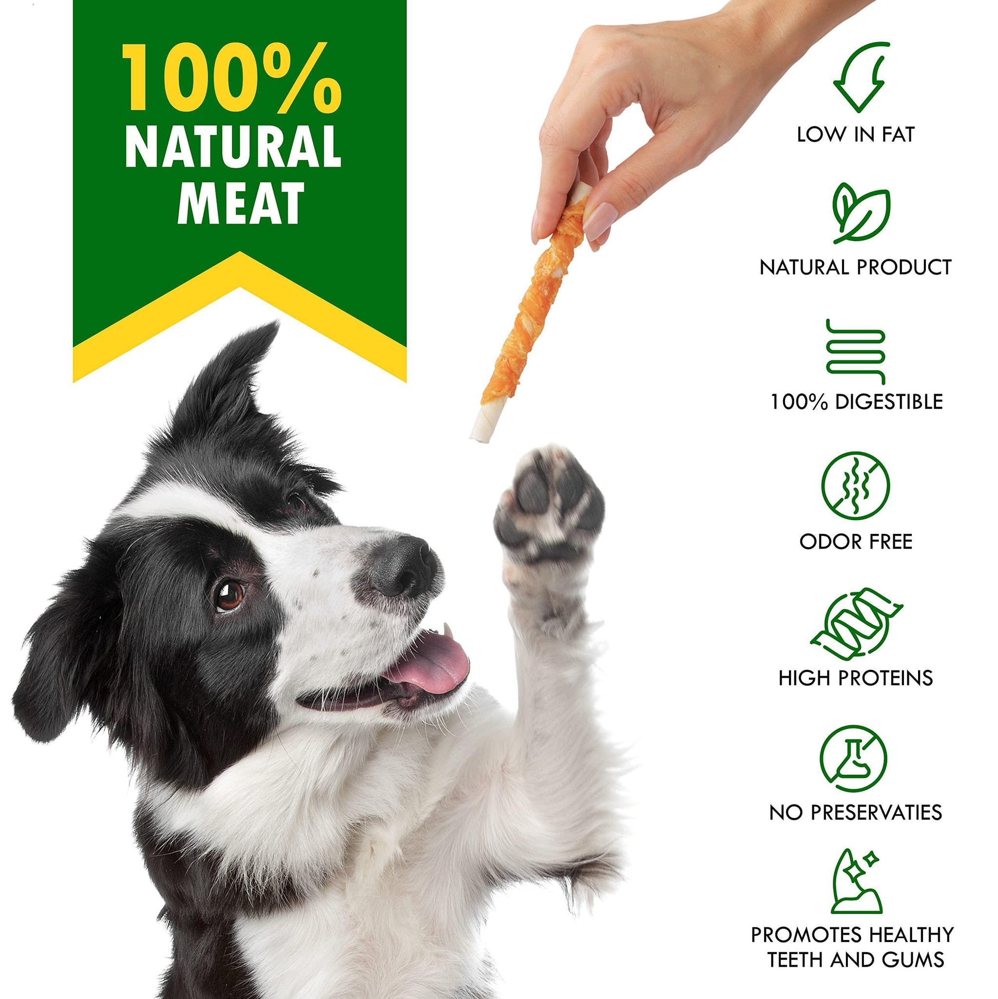 Chicken-Wrapped Rawhide Dog Sticks - Grain Free Treats
