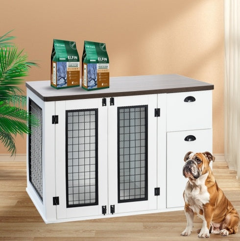 Elegant Dual-Door Wooden Dog Crate