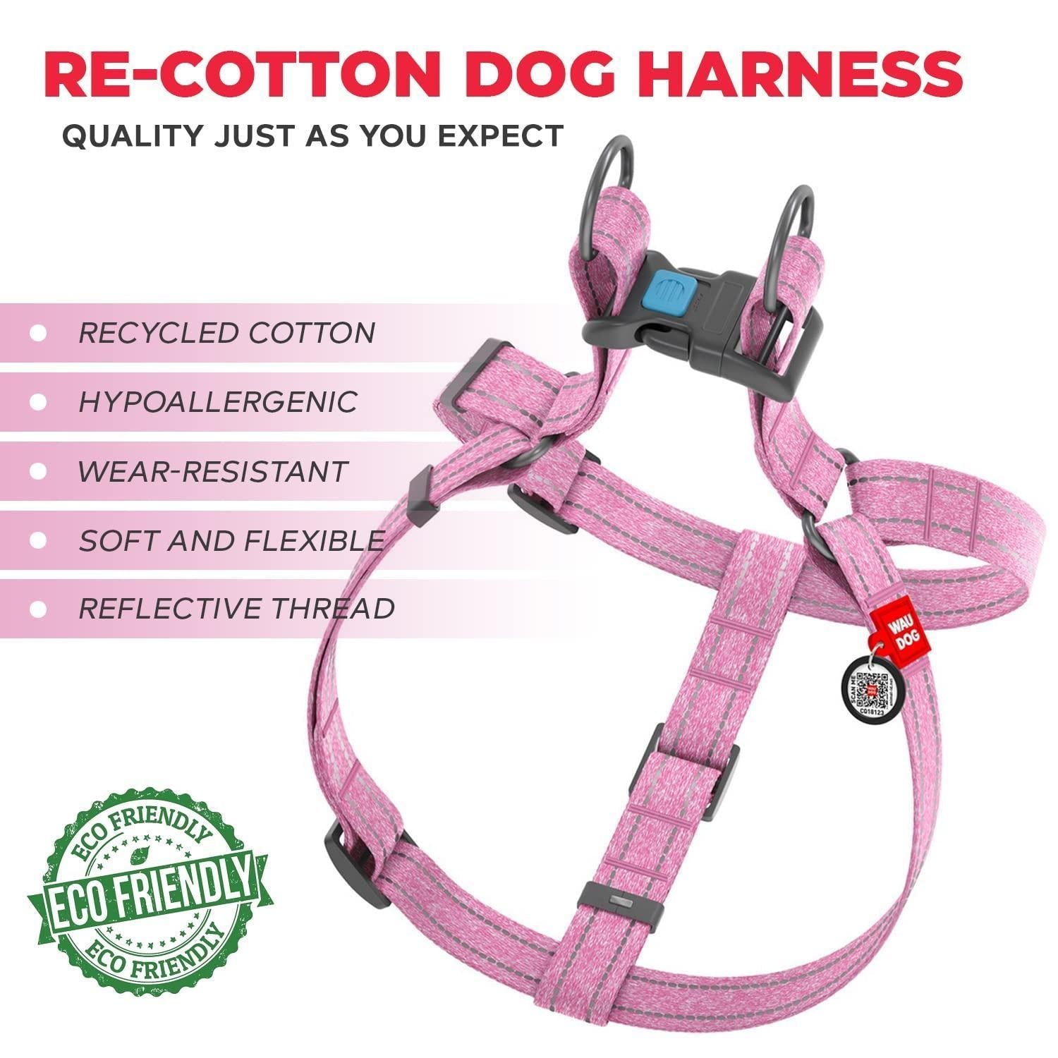Eco-Safe Large Dog Harness in Pink Cotton