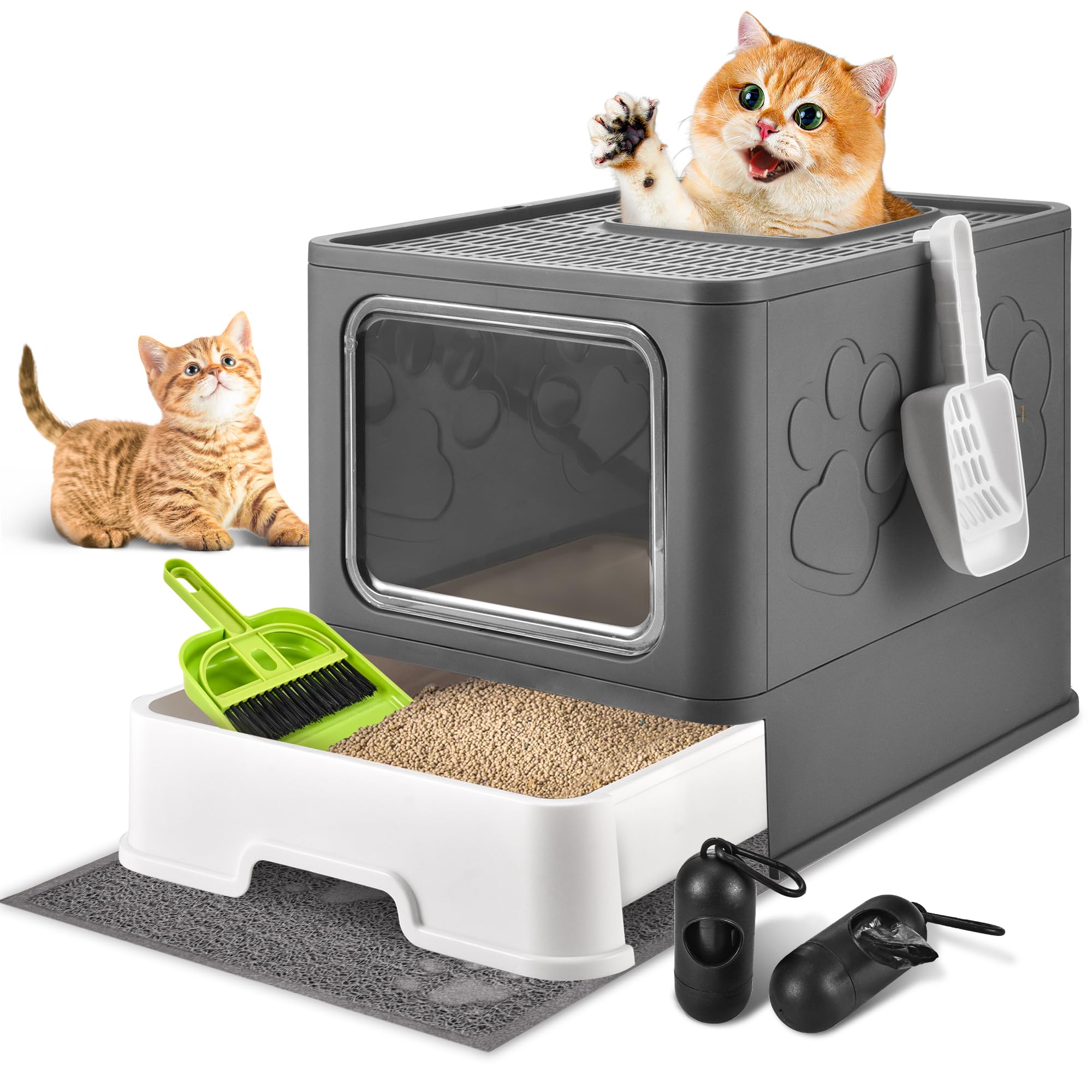 FlexiAccess Cat Litter Box: Large, Foldable with Odor Control