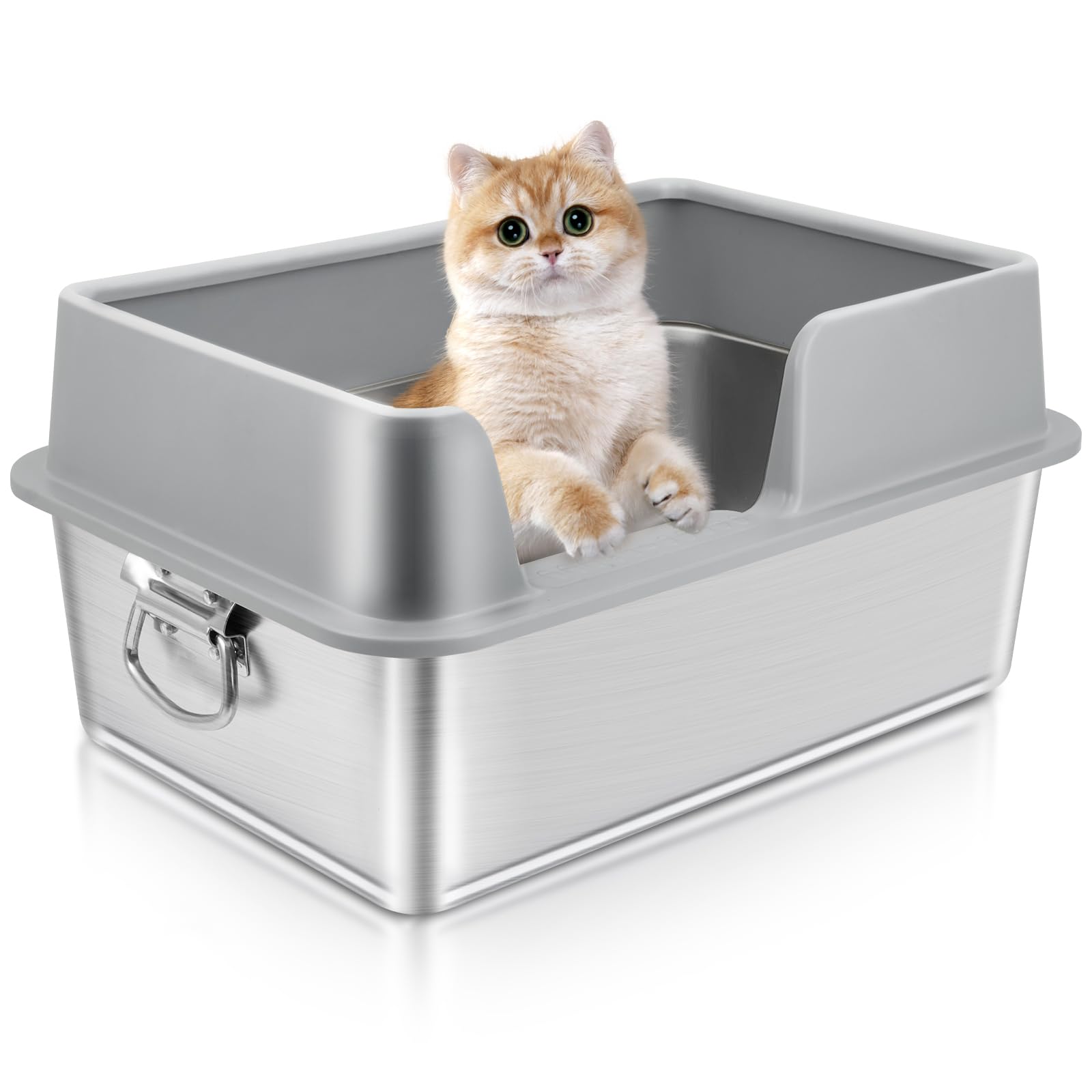 Easy-Clean Stainless Steel Cat Litter Box