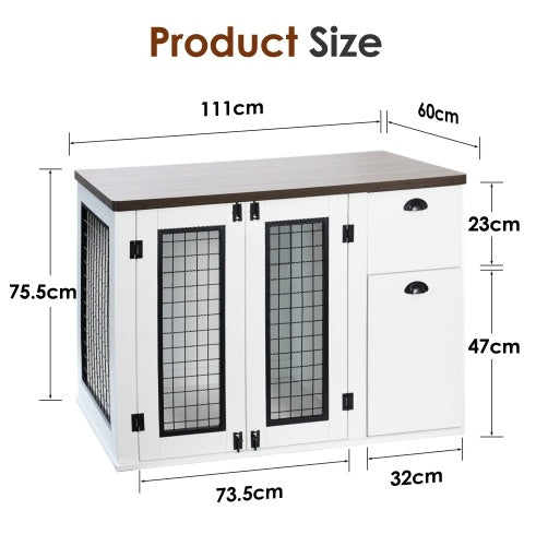 Elegant Dual-Door Wooden Dog Crate