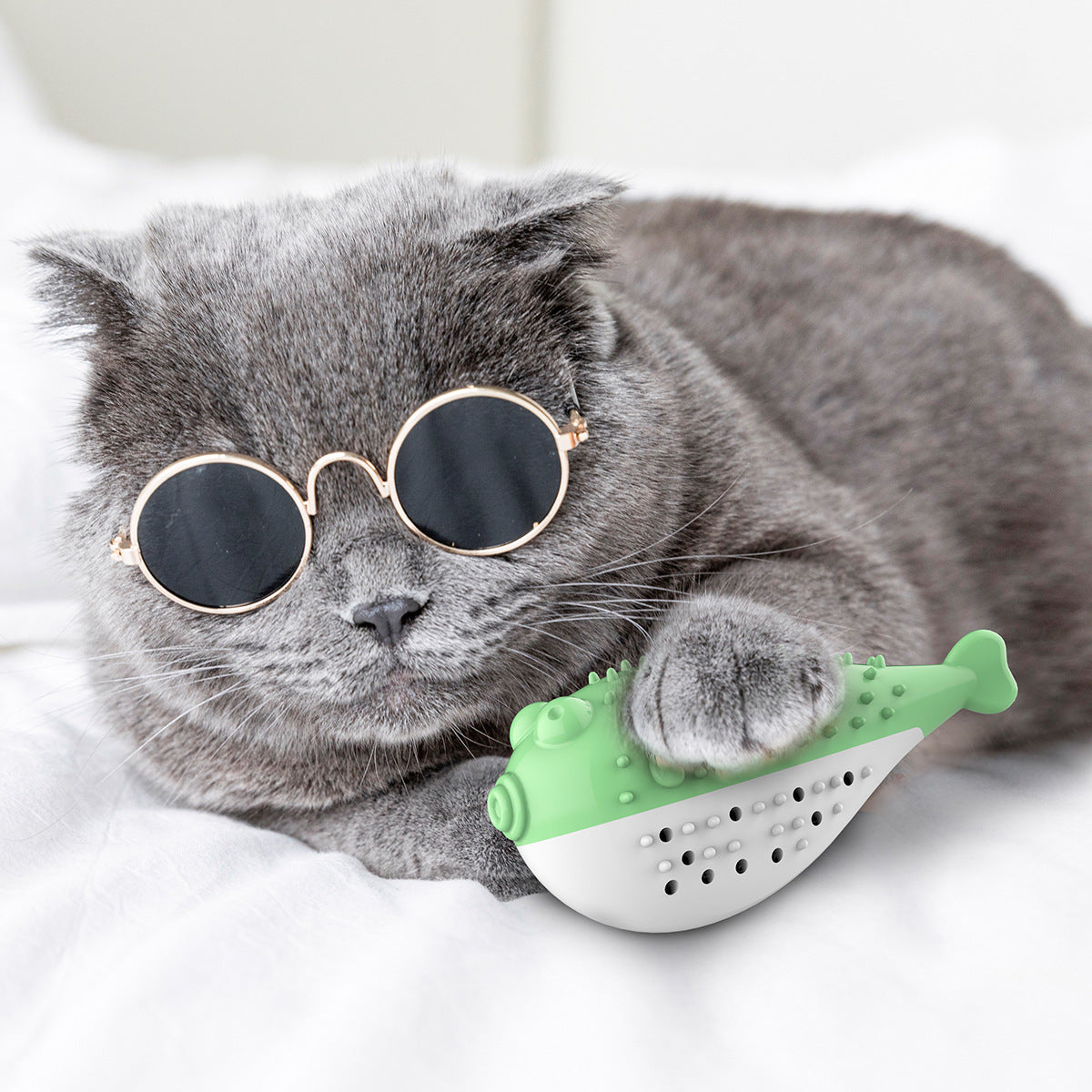 Minty Pufferfish Dental Cat Toy