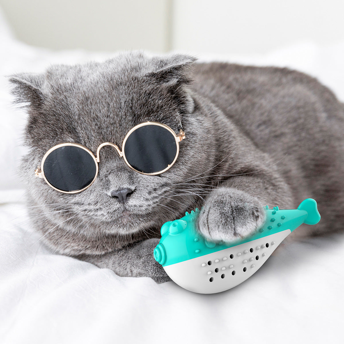 Minty Pufferfish Dental Cat Toy