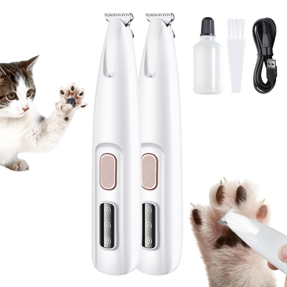 Silent Pet Hair & Paw Precision Trimmer with LED & Rechargeable Battery
