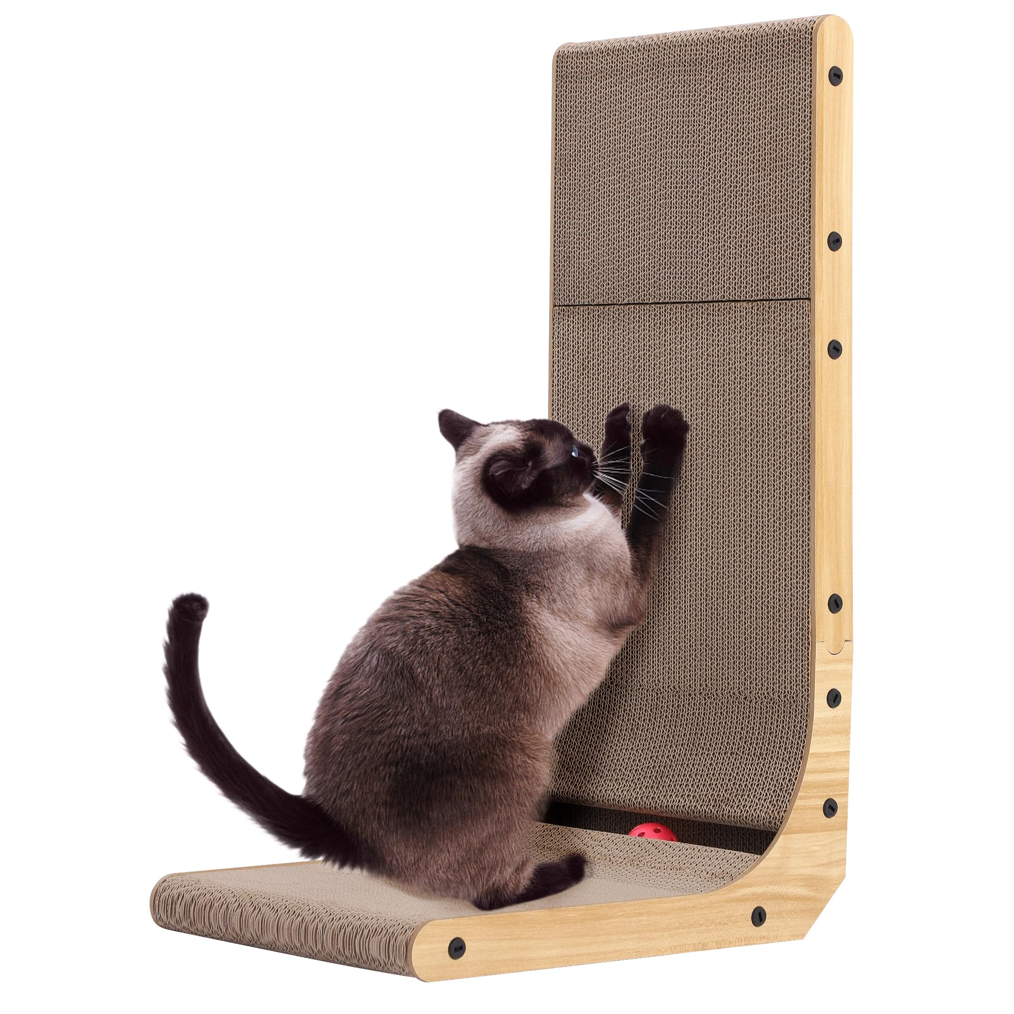 L-Shaped Wall Cat Scratcher - 26.7 Inch Cardboard Scratch Ramp