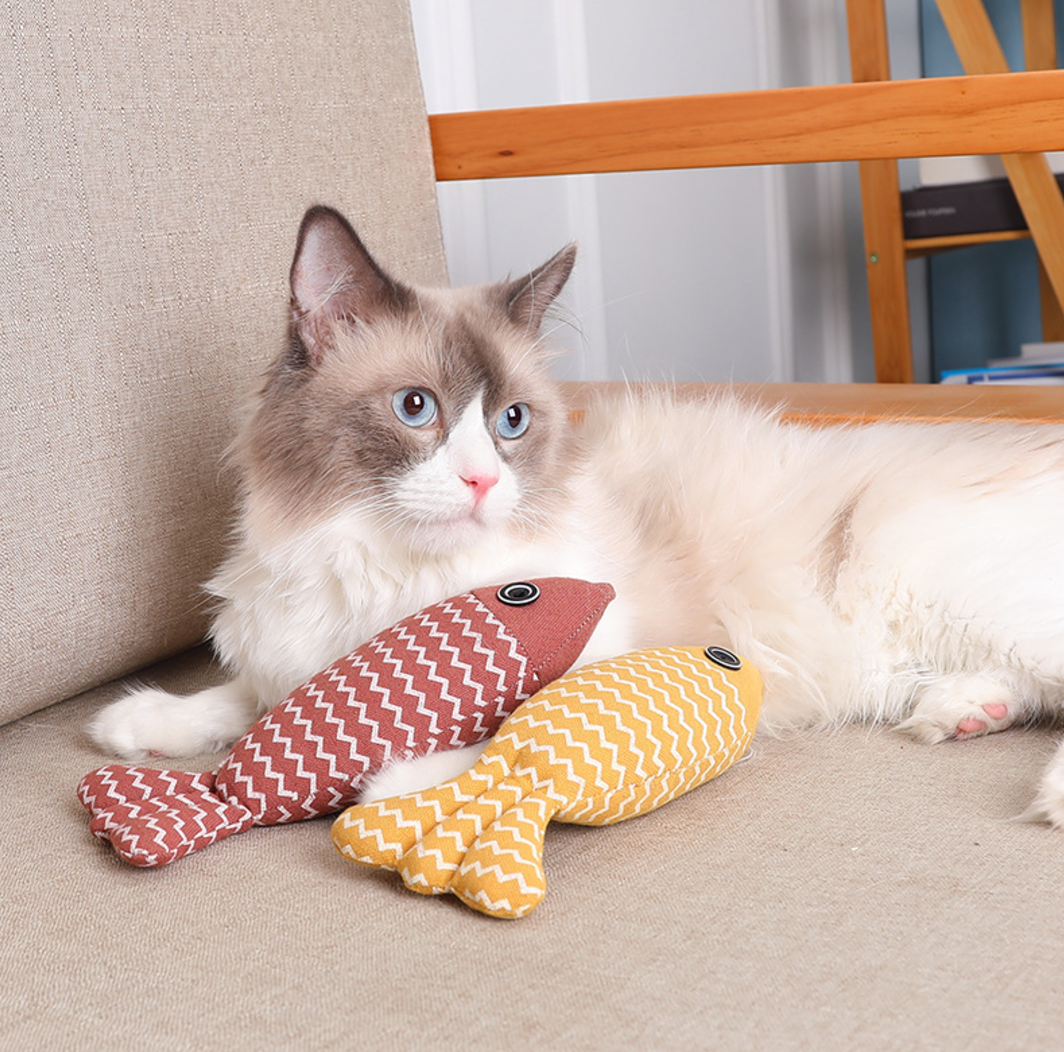 Linen Feline Fish Toy